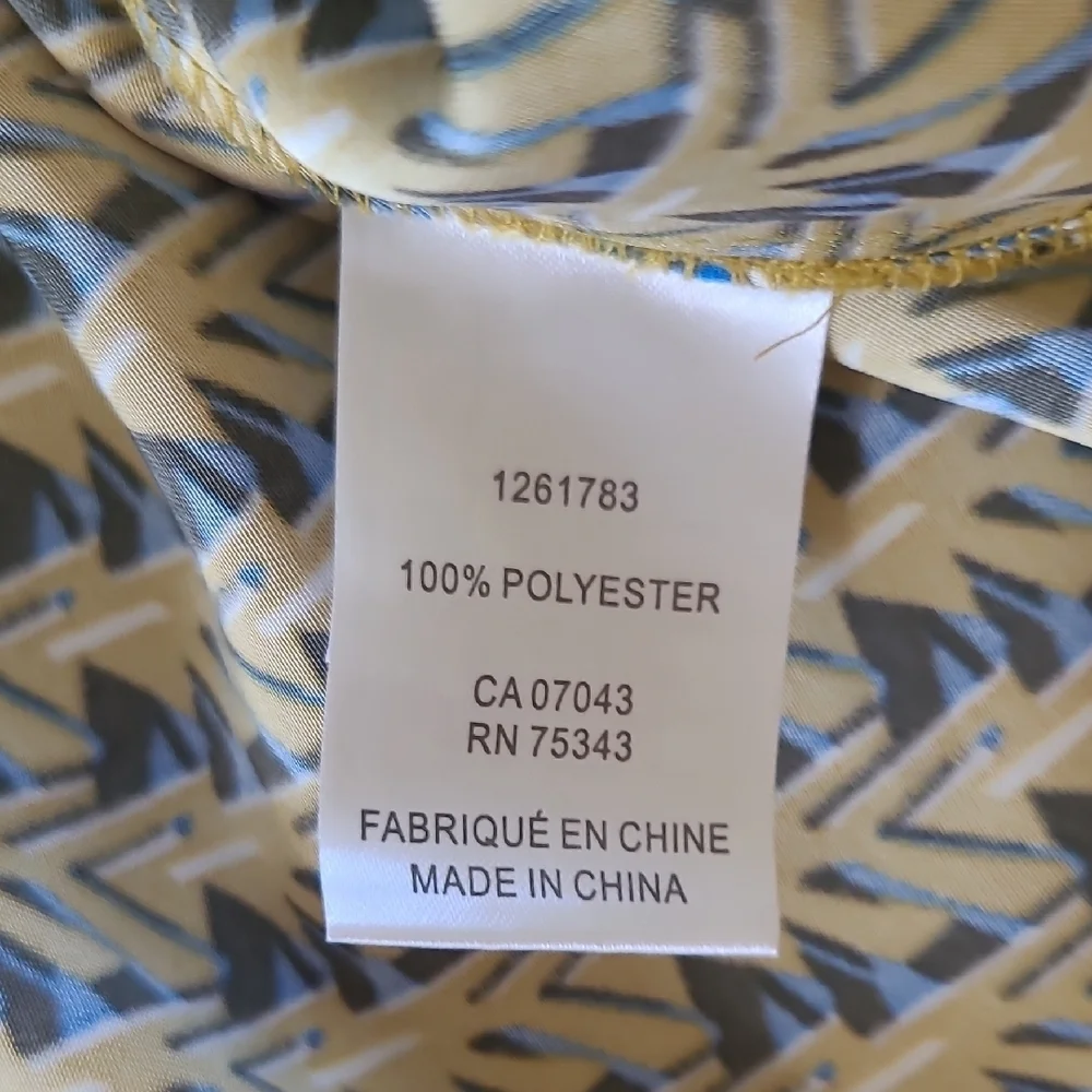 House of Harlow 1960 Gold & Blue Geometric Print Satin Blouse - Size XS